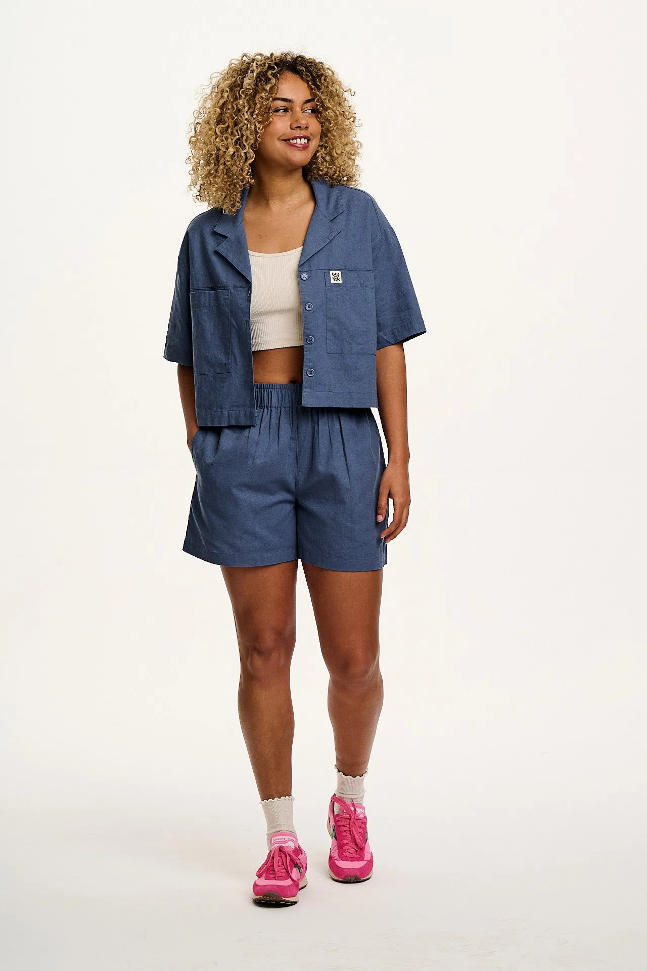 Jessie - Cotton & Linen Shorts in Vintage Indigo sold by Lucy & Yak product image thumbnail 5