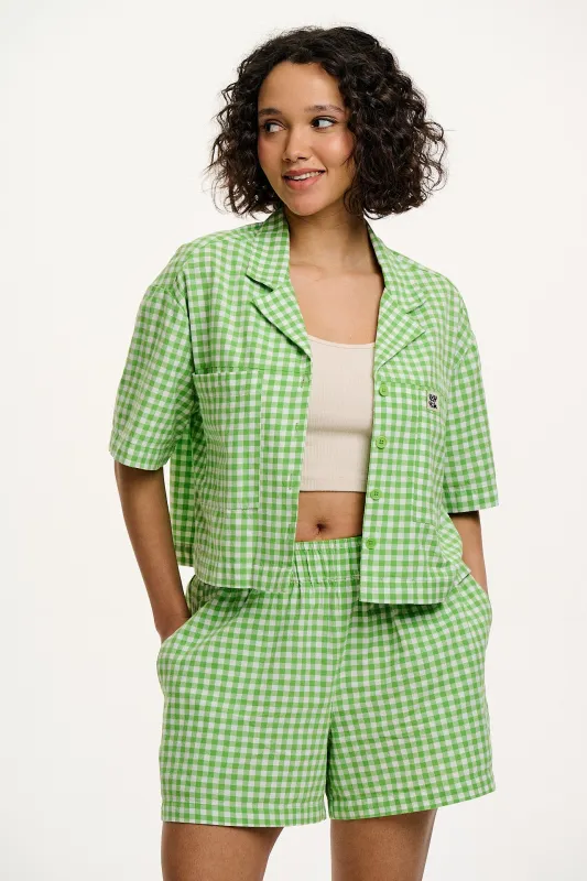 Jessie - Cotton Shorts in Green Bonitto Gingham sold by Lucy & Yak