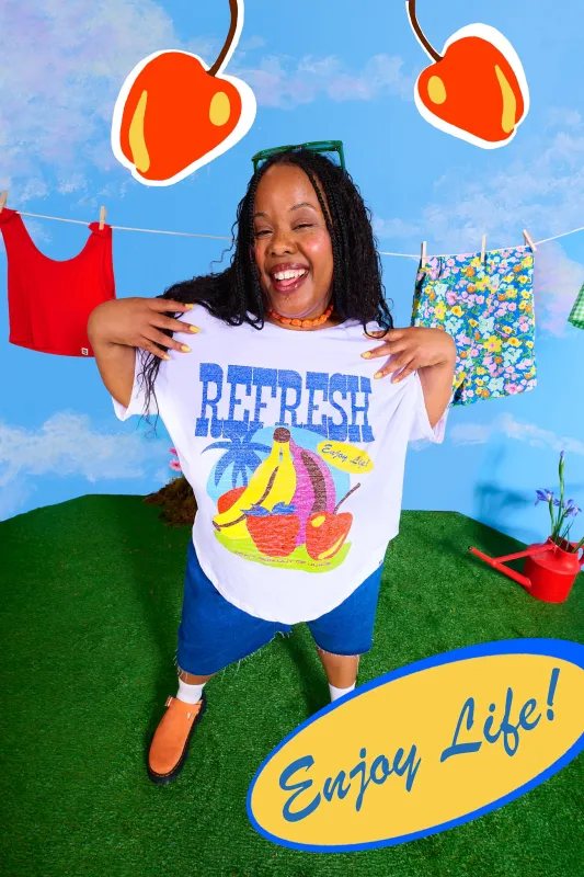 Benny - Oversized Cotton Tee in Refresh Print sold by Lucy & Yak