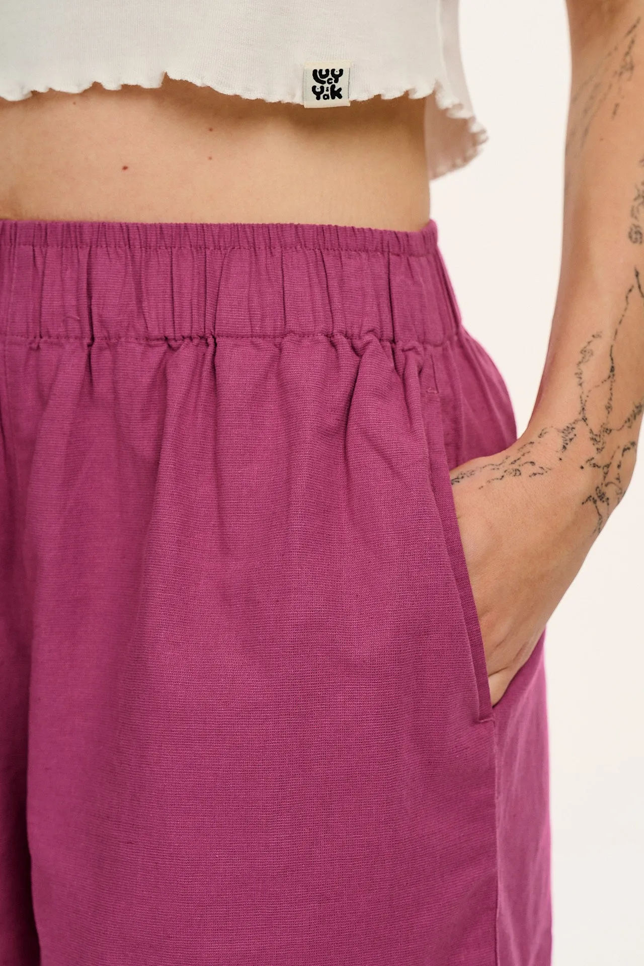 Jessie - Cotton & Linen Shorts in Dahlia Pink sold by Lucy & Yak product image thumbnail 3