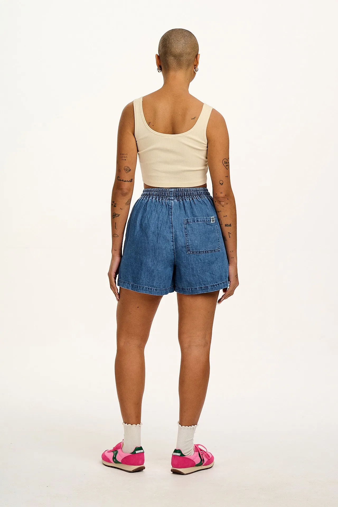 Charlie - Cotton & Hemp Shorts in Mid Wash Blue sold by Lucy & Yak product image thumbnail 5
