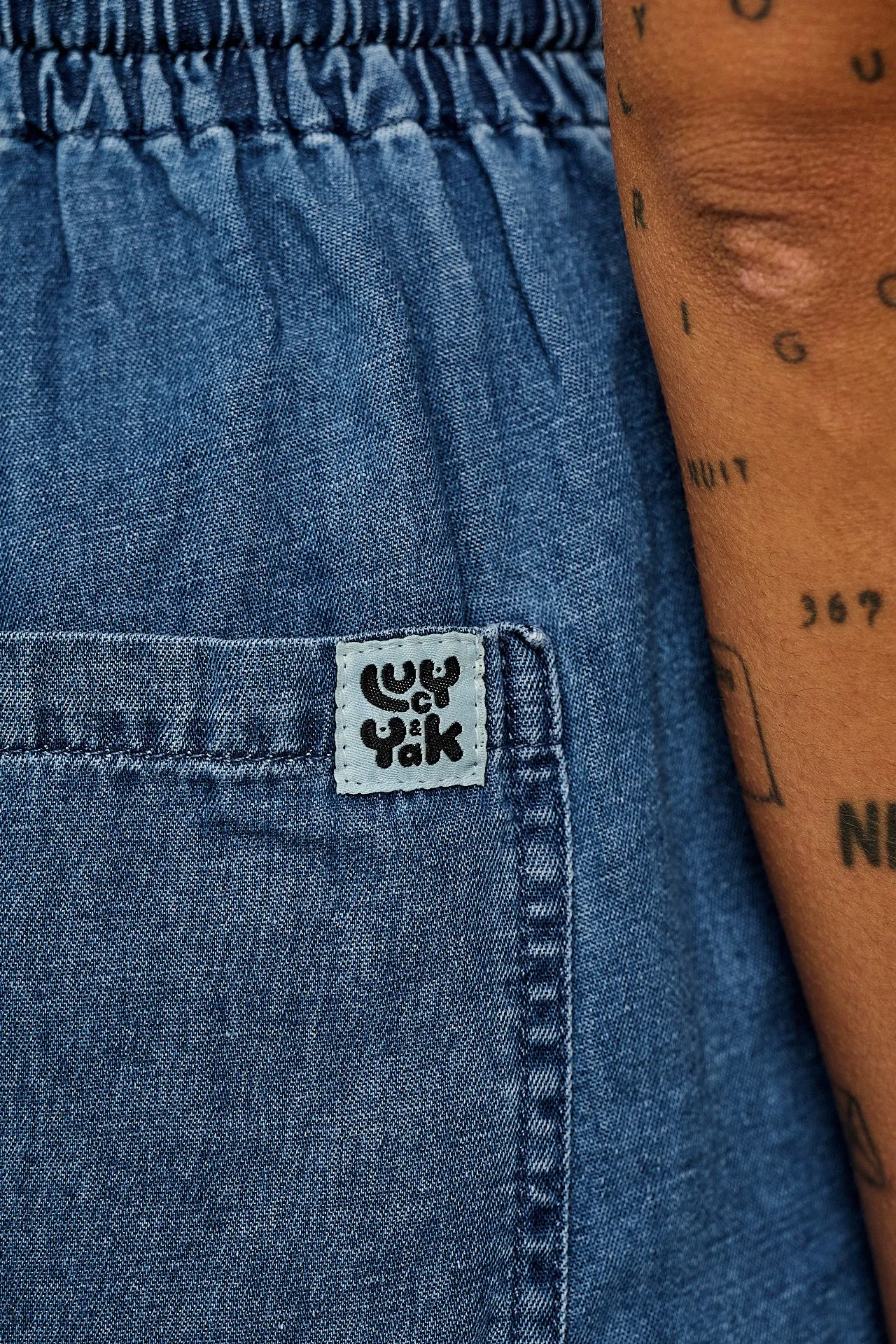 Charlie - Cotton & Hemp Shorts in Mid Wash Blue sold by Lucy & Yak product image thumbnail 4