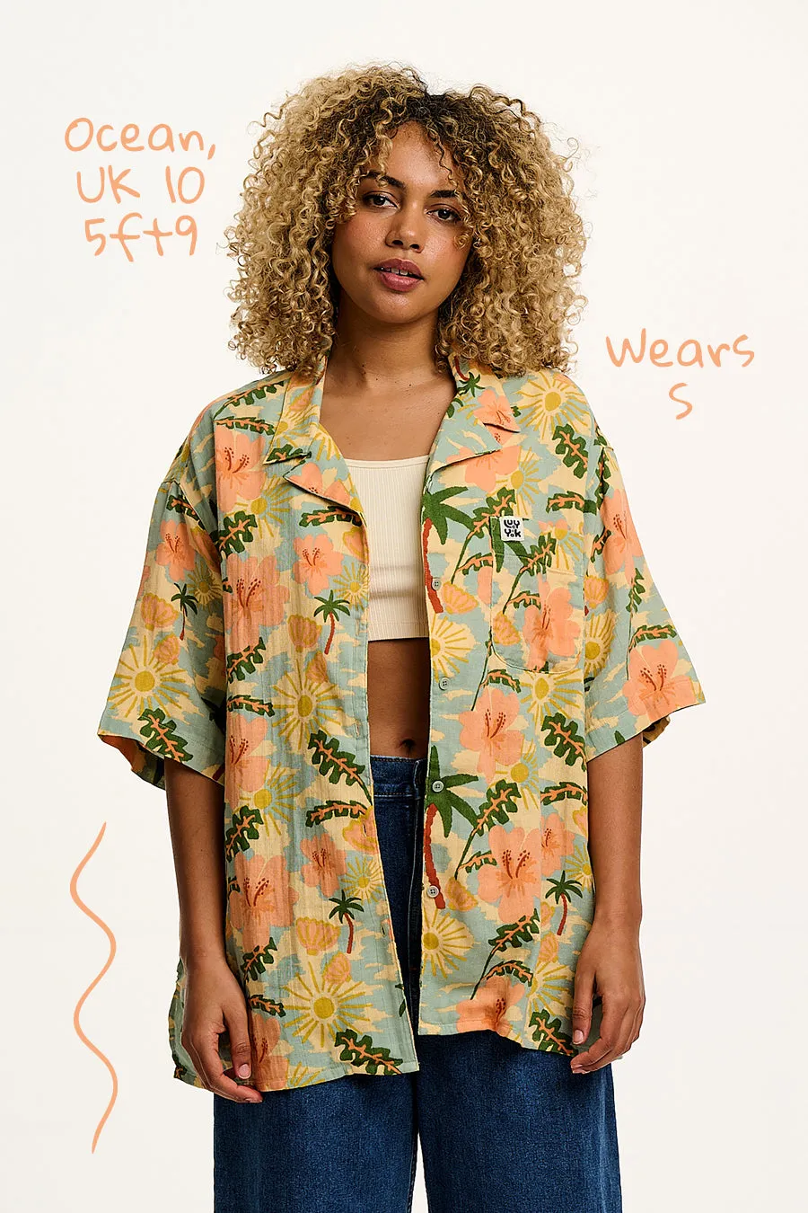 Santiago - Cotton Shirt in Blue Fernanda Print sold by Lucy & Yak