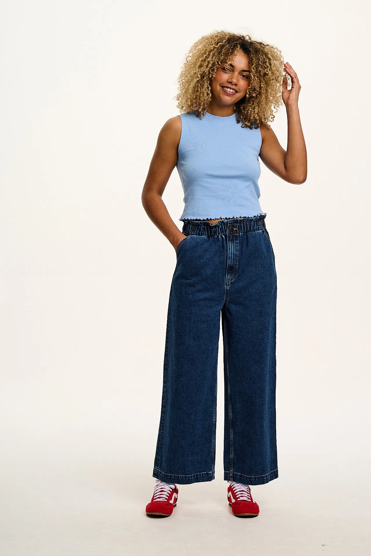 Etta - Sleeveless Cotton Tee in Blue sold by Lucy & Yak product image thumbnail 4