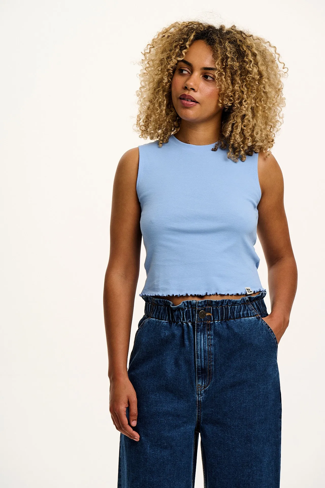 Etta - Sleeveless Cotton Tee in Blue sold by Lucy & Yak product image thumbnail 2