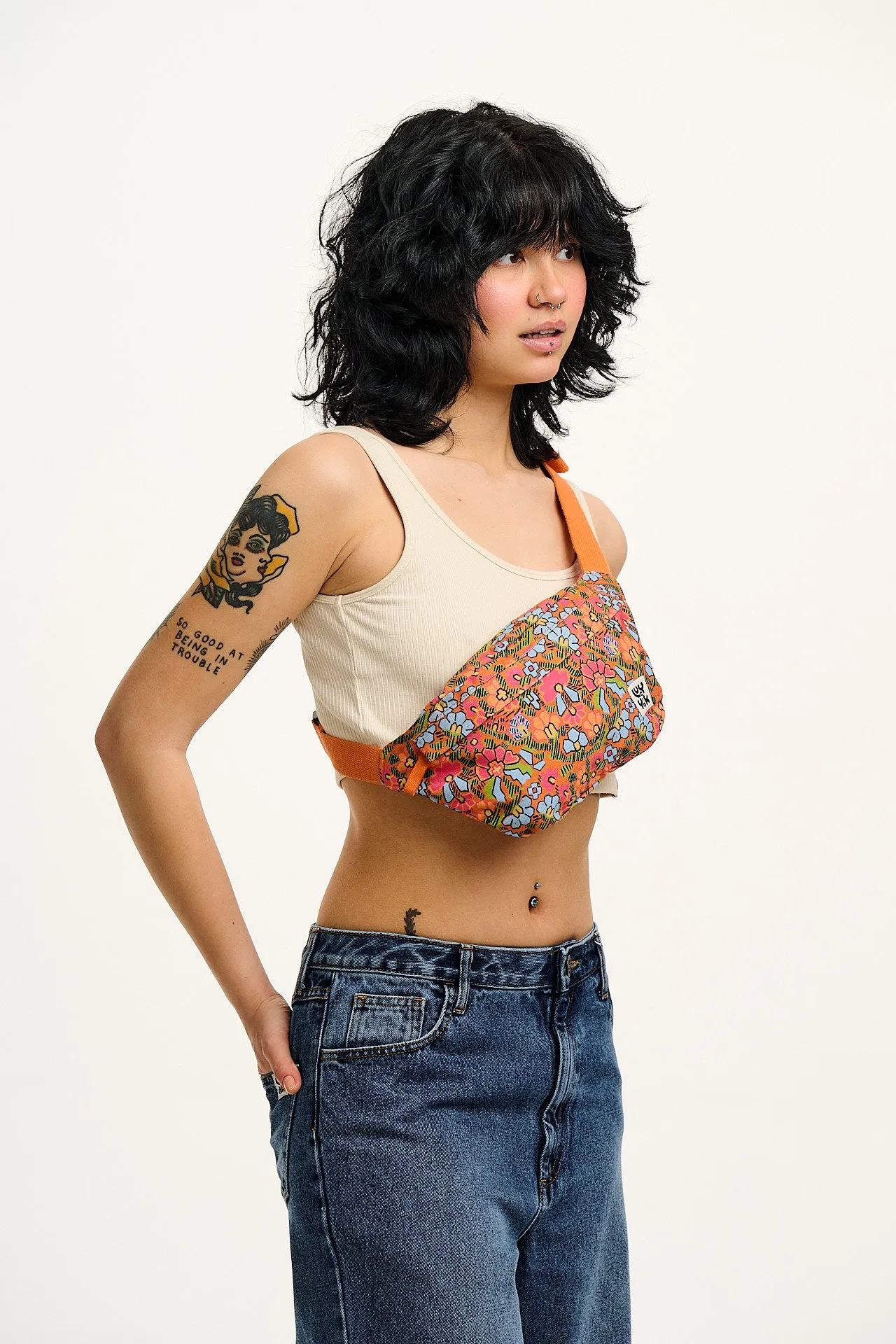 Brodie - Cotton Bumbag in Red Parati Print sold by Lucy & Yak