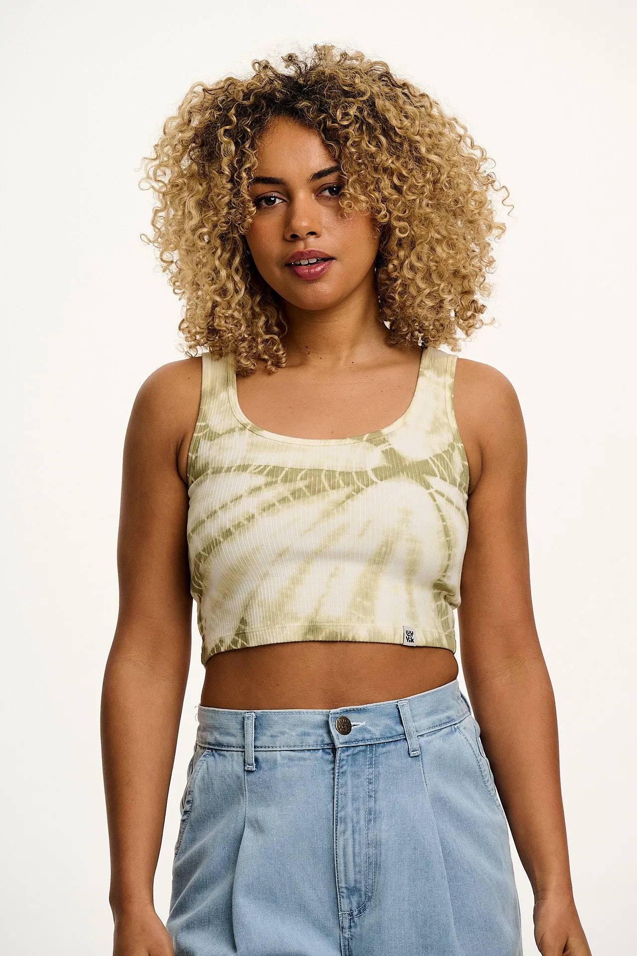 Josy - Vest Top in Green Tie Dye sold by Lucy & Yak