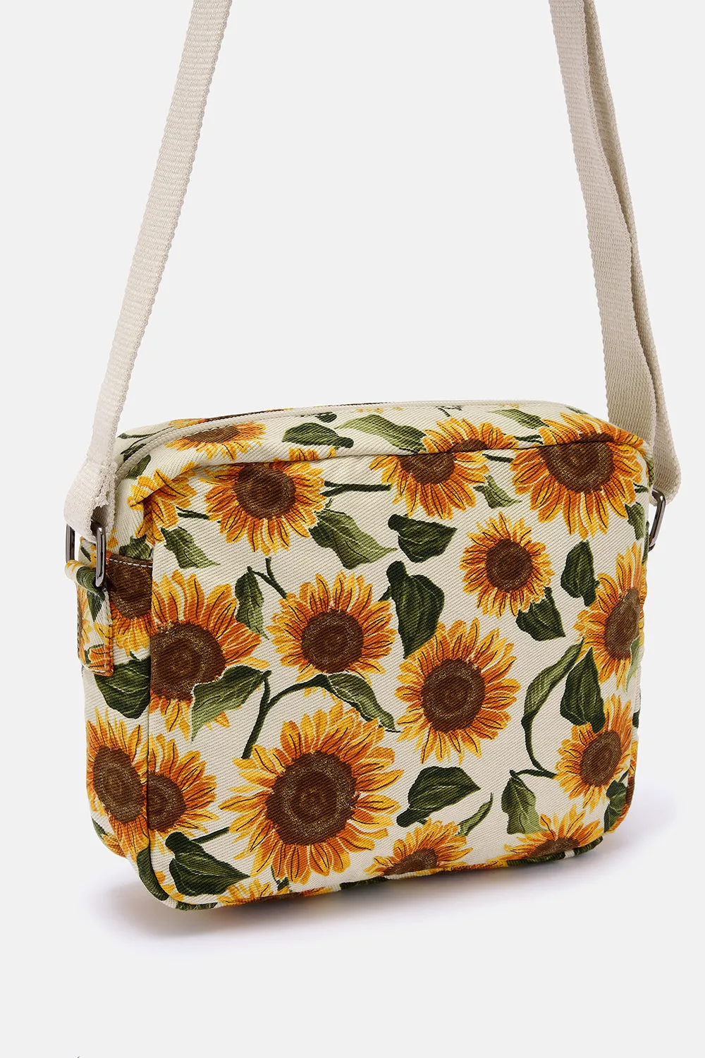 Dara - Cotton Crossbody Bag in Cream Sunflower Print sold by Lucy & Yak product image thumbnail 3