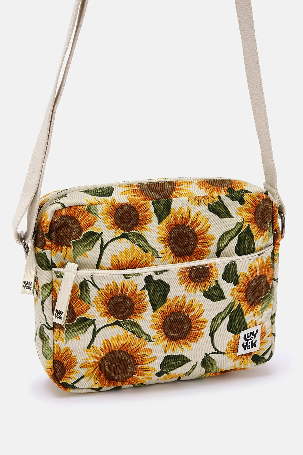 Dara - Cotton Crossbody Bag in Cream Sunflower Print sold by Lucy & Yak product image thumbnail 2