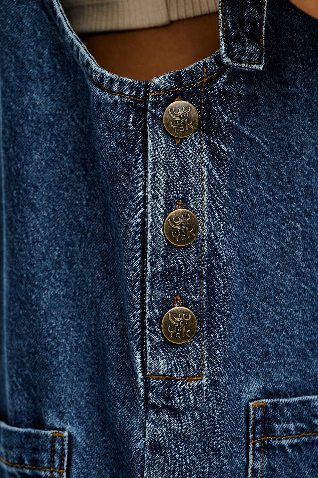 Ali - Wide Leg Denim Dungarees in Mid Wash Blue sold by Lucy & Yak product image thumbnail 3