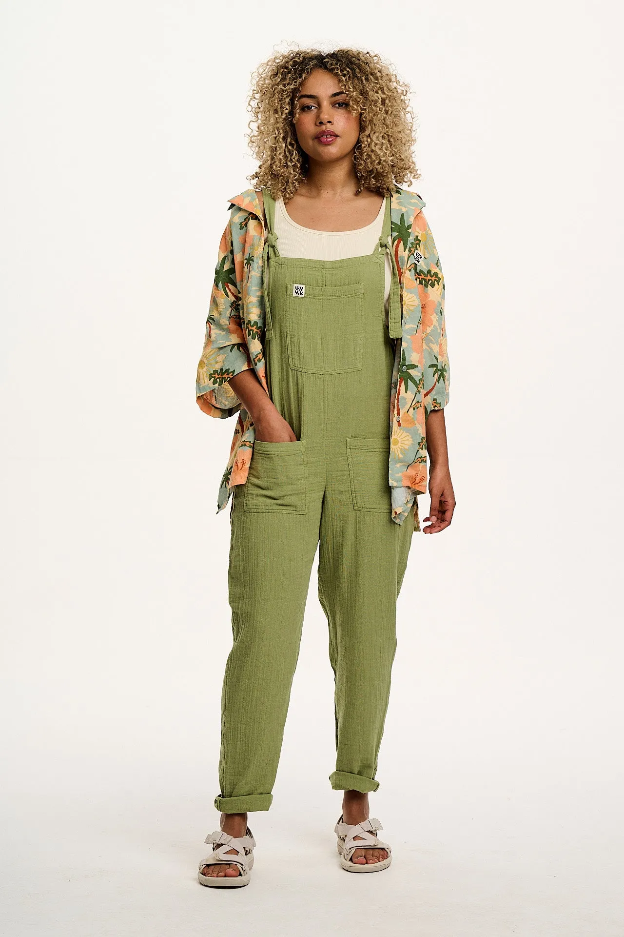Original - Cotton Dungarees in Herb Garden Green sold by Lucy & Yak product image thumbnail 4