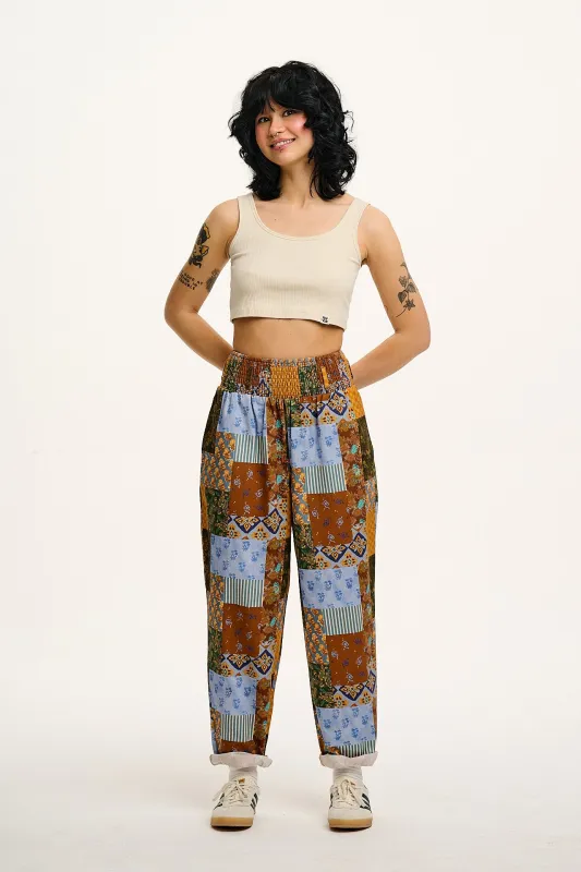 Alexa - Cotton Trousers in Mirage Patchwork sold by Lucy & Yak