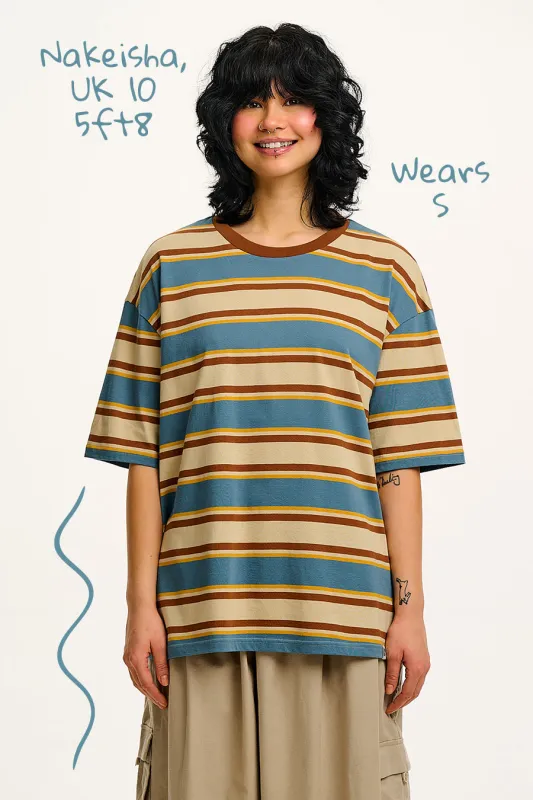 Benny - Oversized Cotton Tee in Mirage Stripe sold by Lucy & Yak