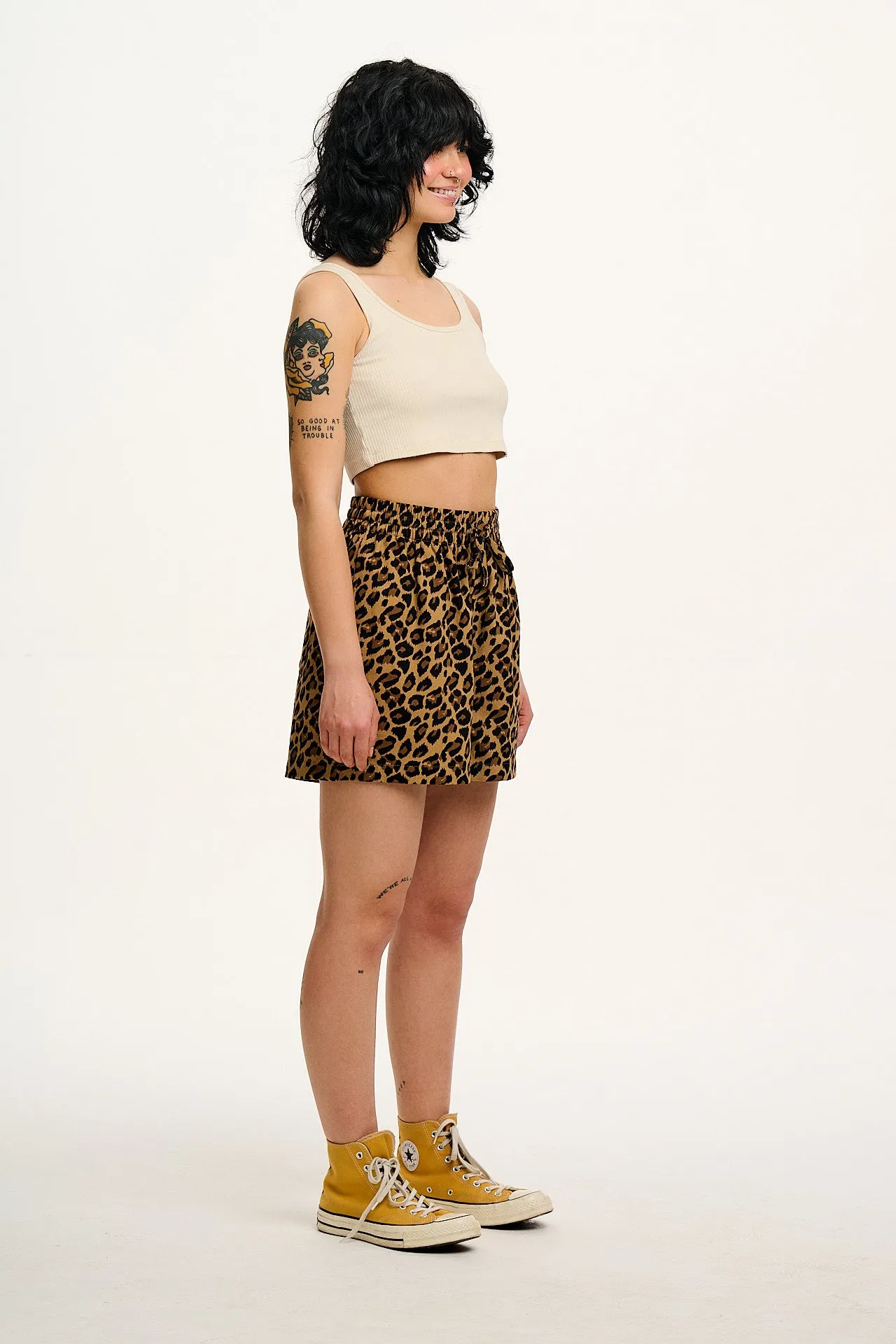 Charlie - Cotton Shorts in Leopard Print sold by Lucy & Yak product image thumbnail 5