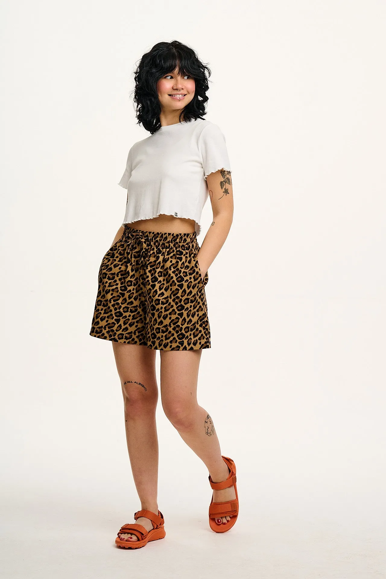 Charlie - Cotton Shorts in Leopard Print sold by Lucy & Yak