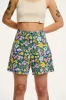 Lexi - High Waist Denim Shorts in Island Blooms Scribbled Floral Print sold by Lucy & Yak