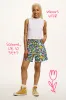 Lexi - High Waist Denim Shorts in Island Blooms Scribbled Floral Print sold by Lucy & Yak