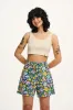 Lexi - High Waist Denim Shorts in Island Blooms Scribbled Floral Print sold by Lucy & Yak