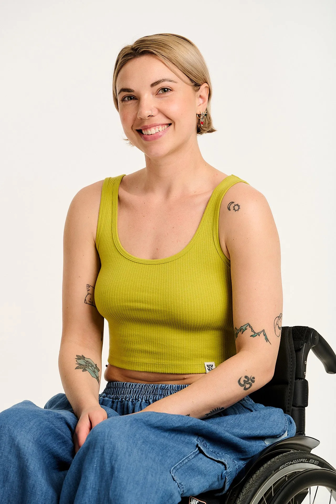 Josy - Vest Top in Apple Green sold by Lucy & Yak