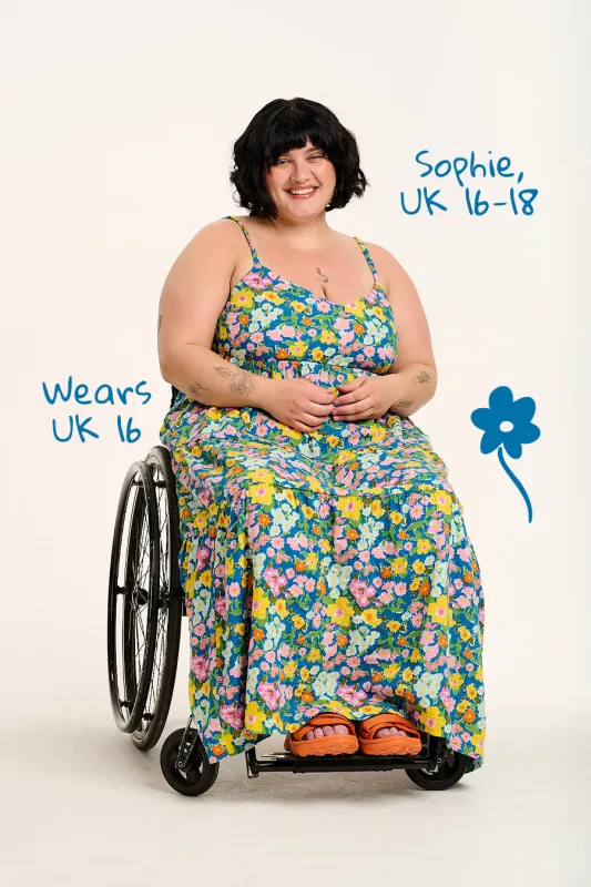 Mable - Maxi Dress in Island Blooms Scribbled Floral Print sold by Lucy & Yak