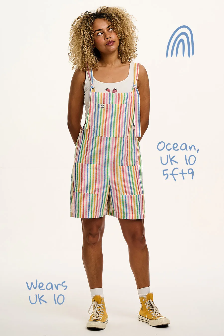 Original - Cotton Dungaree Shorts in Rainbow Stripe sold by Lucy & Yak product image thumbnail 2