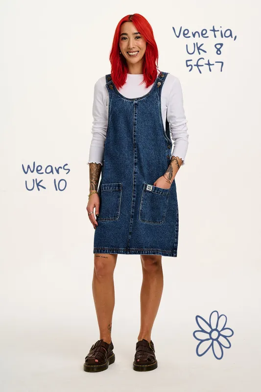Layla - Mini Denim Dress in Mid Wash Blue sold by Lucy & Yak