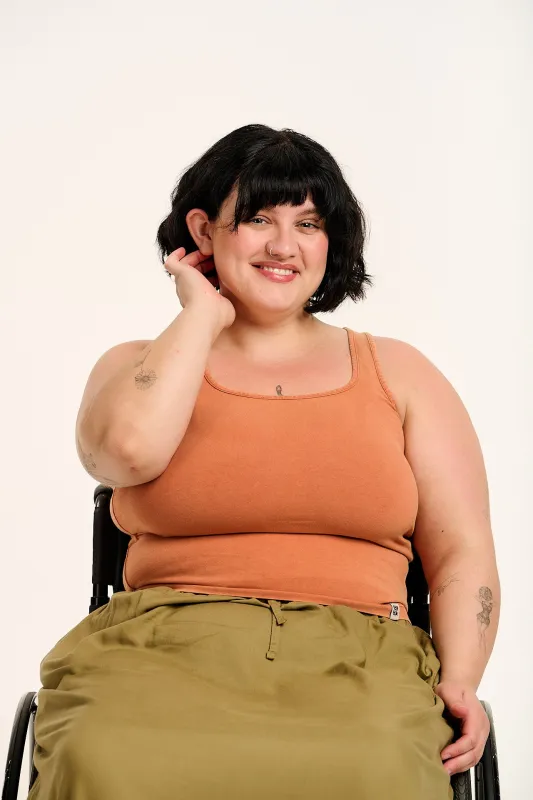 Jett - Vest Top in Amber Orange sold by Lucy & Yak