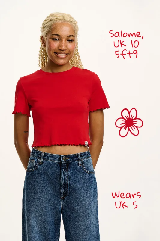 Greta - Cropped Cotton Top in Red sold by Lucy & Yak