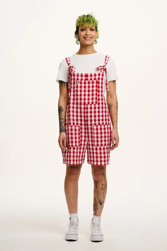 Original - Cotton Dungaree Shorts in Red Gingham sold by Lucy & Yak