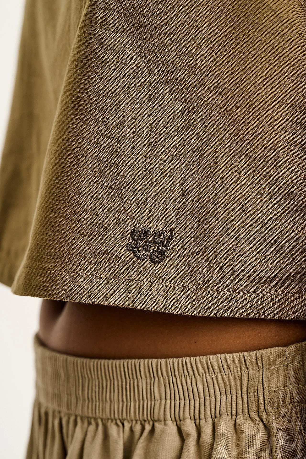 Arden - Cotton & Linen Shell Top in Khaki Green sold by Lucy & Yak product image thumbnail 2