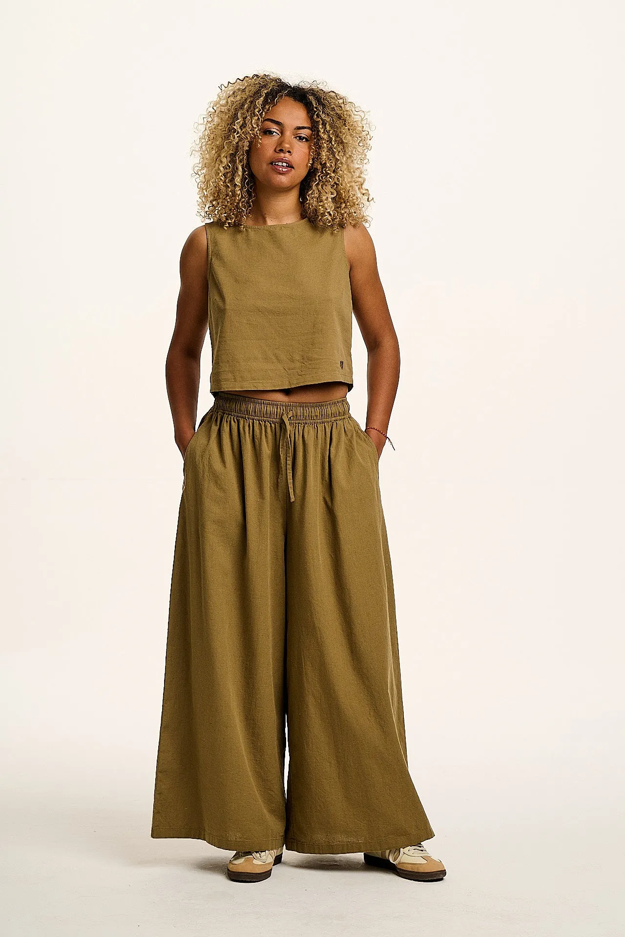 Arden - Cotton & Linen Shell Top in Khaki Green sold by Lucy & Yak product image thumbnail 3