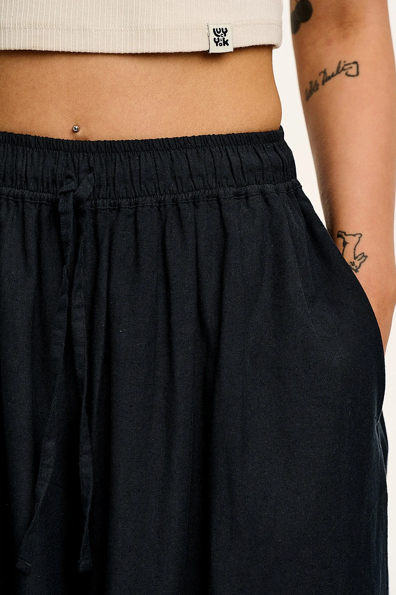 Aster - Cotton & Linen Trousers in Black sold by Lucy & Yak product image thumbnail 3