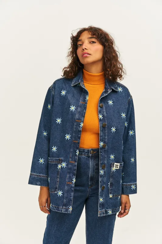 Olly - Denim Jacket with Daisy-Mae Embroidery sold by Lucy & Yak