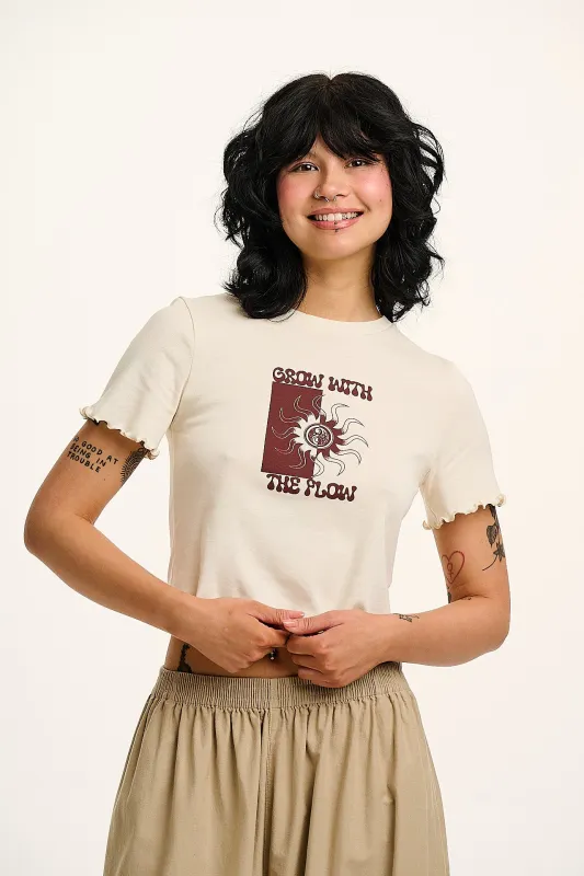 Greta - Cropped Cotton Top in Grow with the Flow Print sold by Lucy & Yak