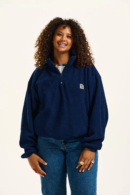 Stevie Fleece in Navy Peony Parallel