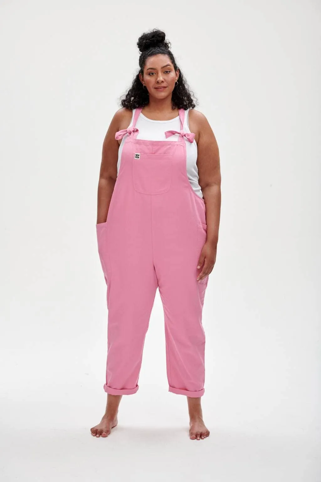 Luna - Cotton Dungarees in Begonia Pink sold by Lucy & Yak product image thumbnail 5