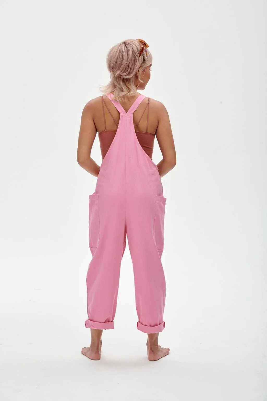 Luna - Cotton Dungarees in Begonia Pink sold by Lucy & Yak product image thumbnail 4