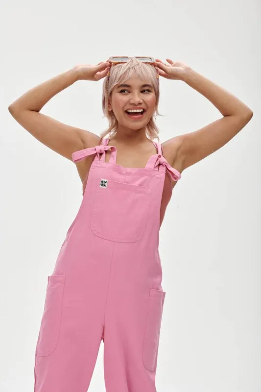 Luna - Cotton Dungarees in Begonia Pink sold by Lucy & Yak