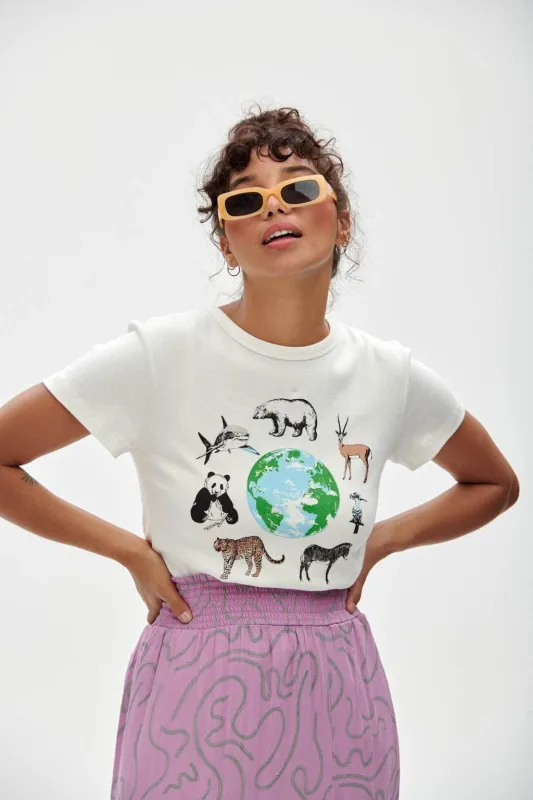 Maya - Cotton Tee in Animal Print sold by Lucy & Yak