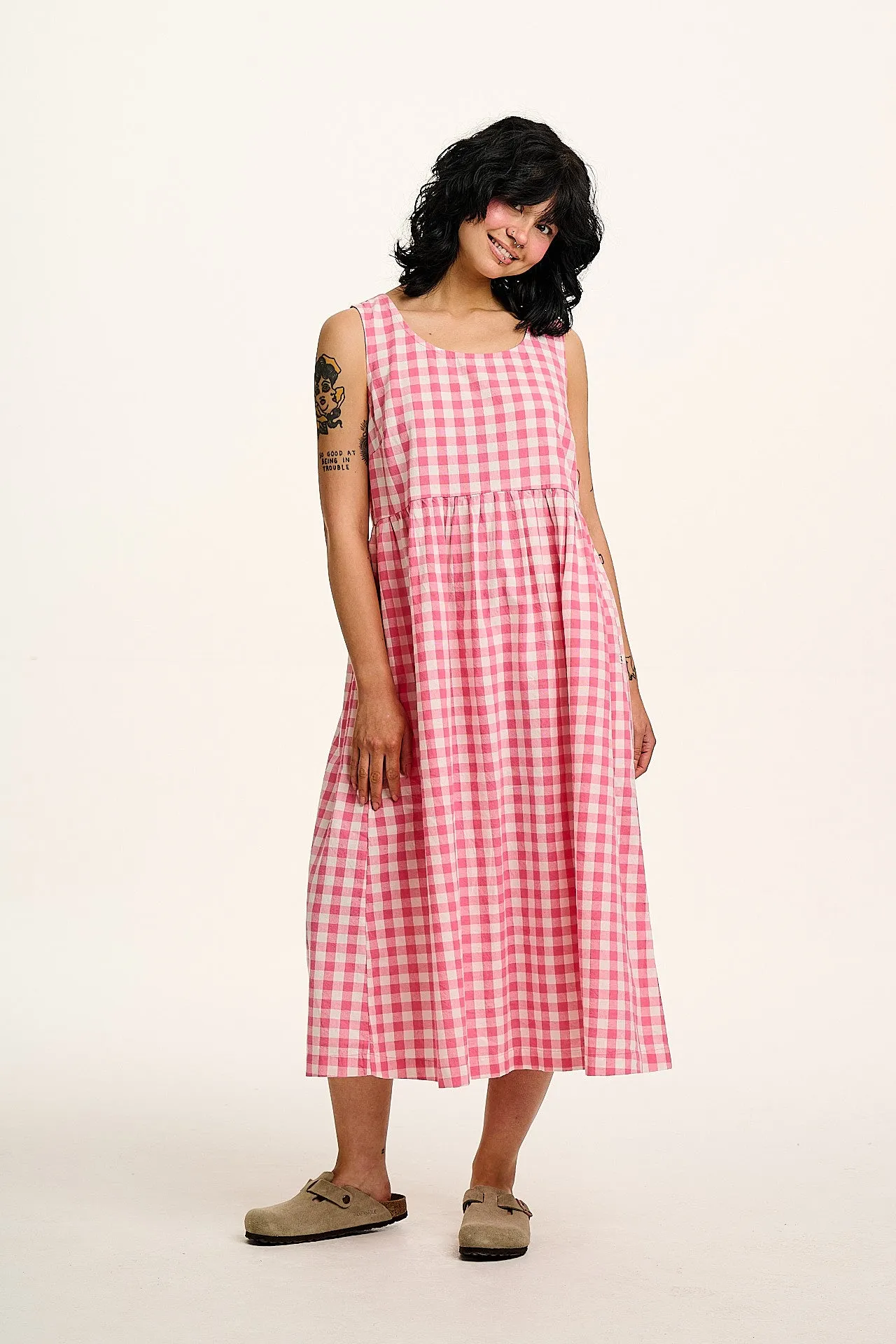 Aimee - Cotton Dress in Pink & White Gingham sold by Lucy & Yak product image thumbnail 2
