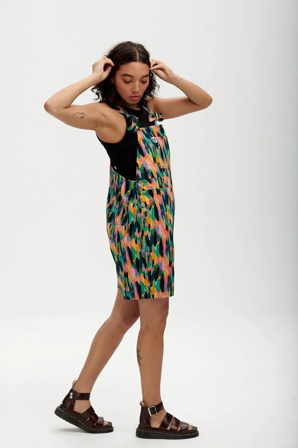 L.E. Timmy - Cotton Dungaree Shorts in Etta Vee Print sold by Lucy & Yak product image thumbnail 3