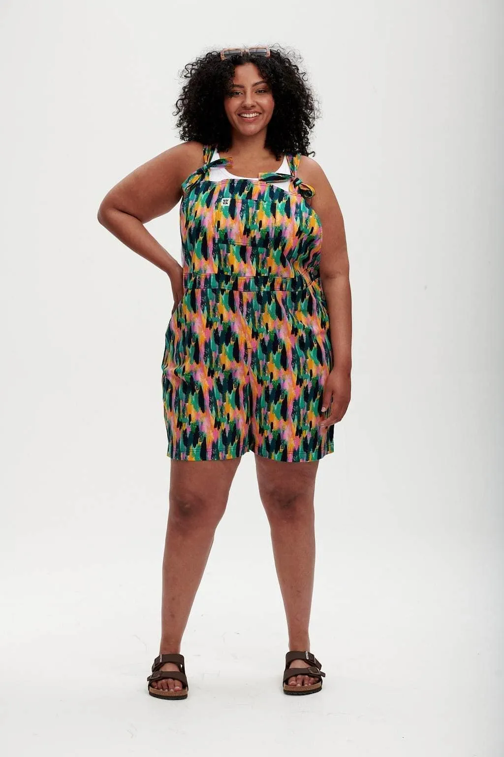 L.E. Timmy - Cotton Dungaree Shorts in Etta Vee Print sold by Lucy & Yak product image thumbnail 5