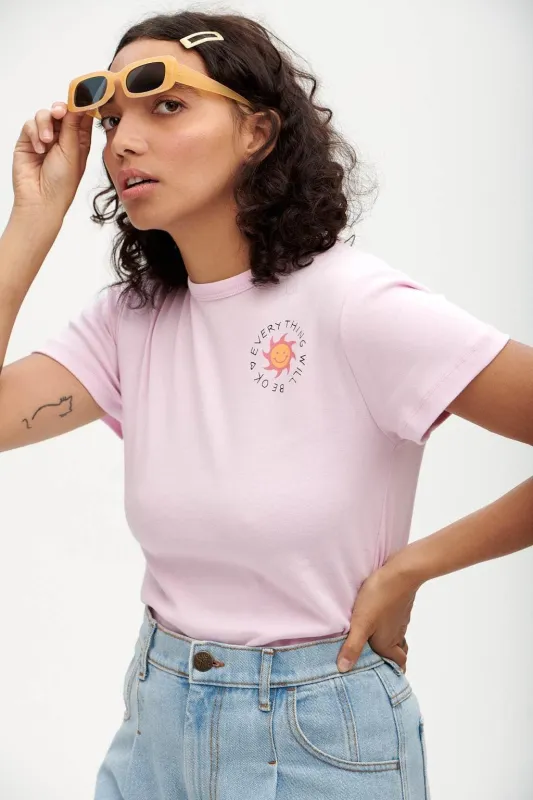 Maya - Cotton Tee in Everything Will Be Ok Print sold by Lucy & Yak
