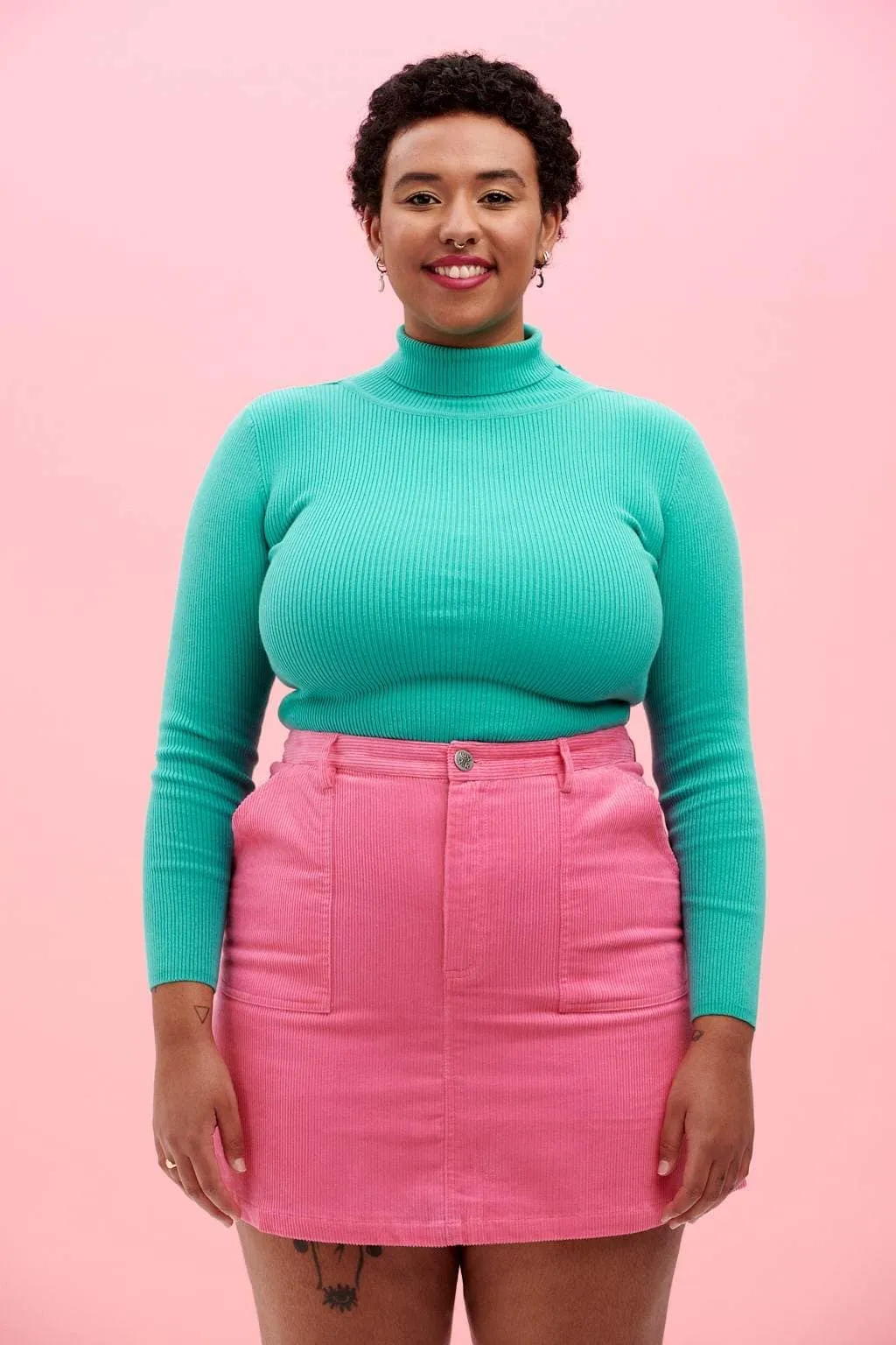 Blair - Corduroy Skirt in Double Bubble Pink sold by Lucy & Yak product image thumbnail 3