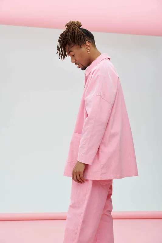 Kathy Organic Corduroy Jacket in Prism Pink sold by Lucy & Yak