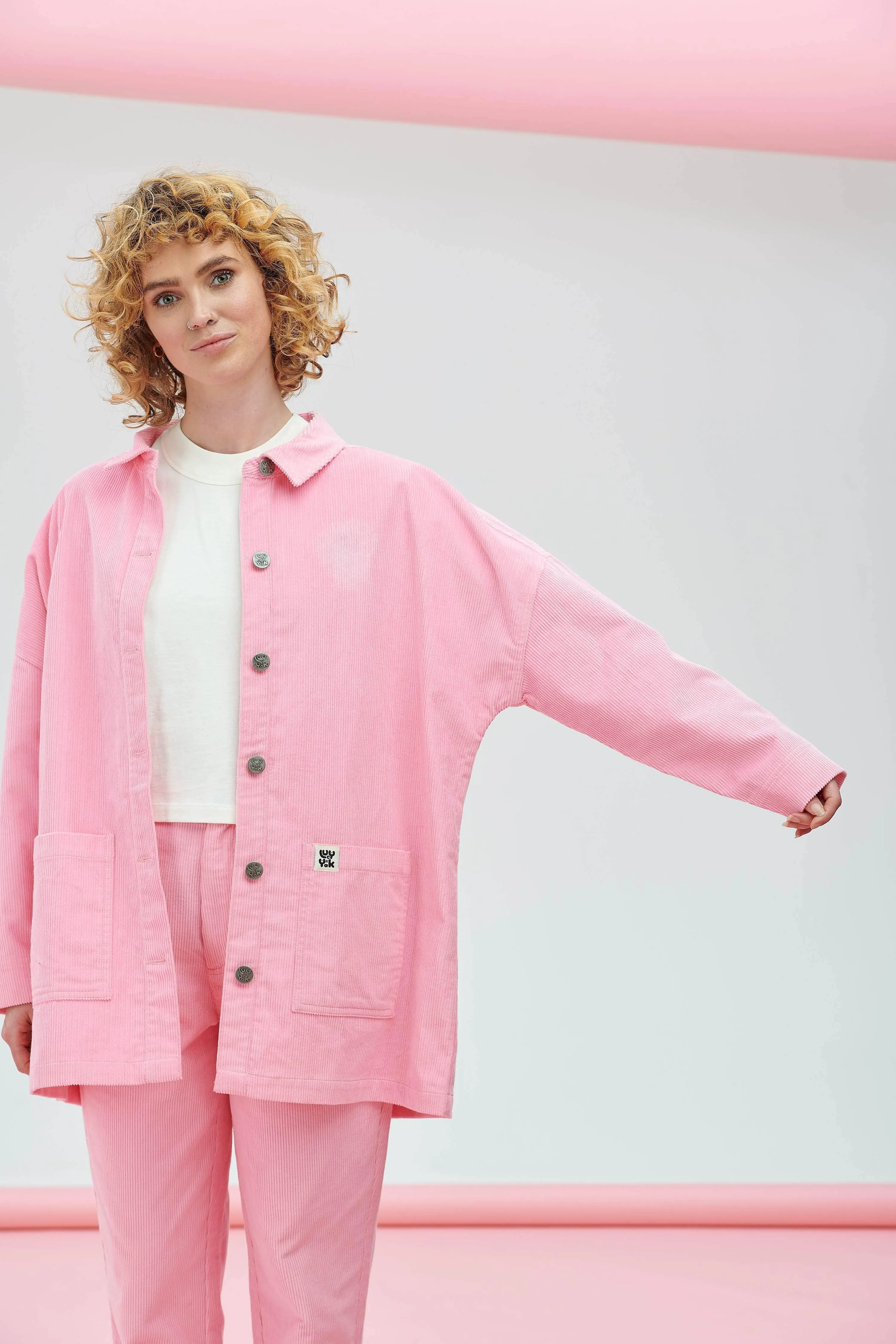 Kathy Organic Corduroy Jacket in Prism Pink sold by Lucy & Yak product image thumbnail 2