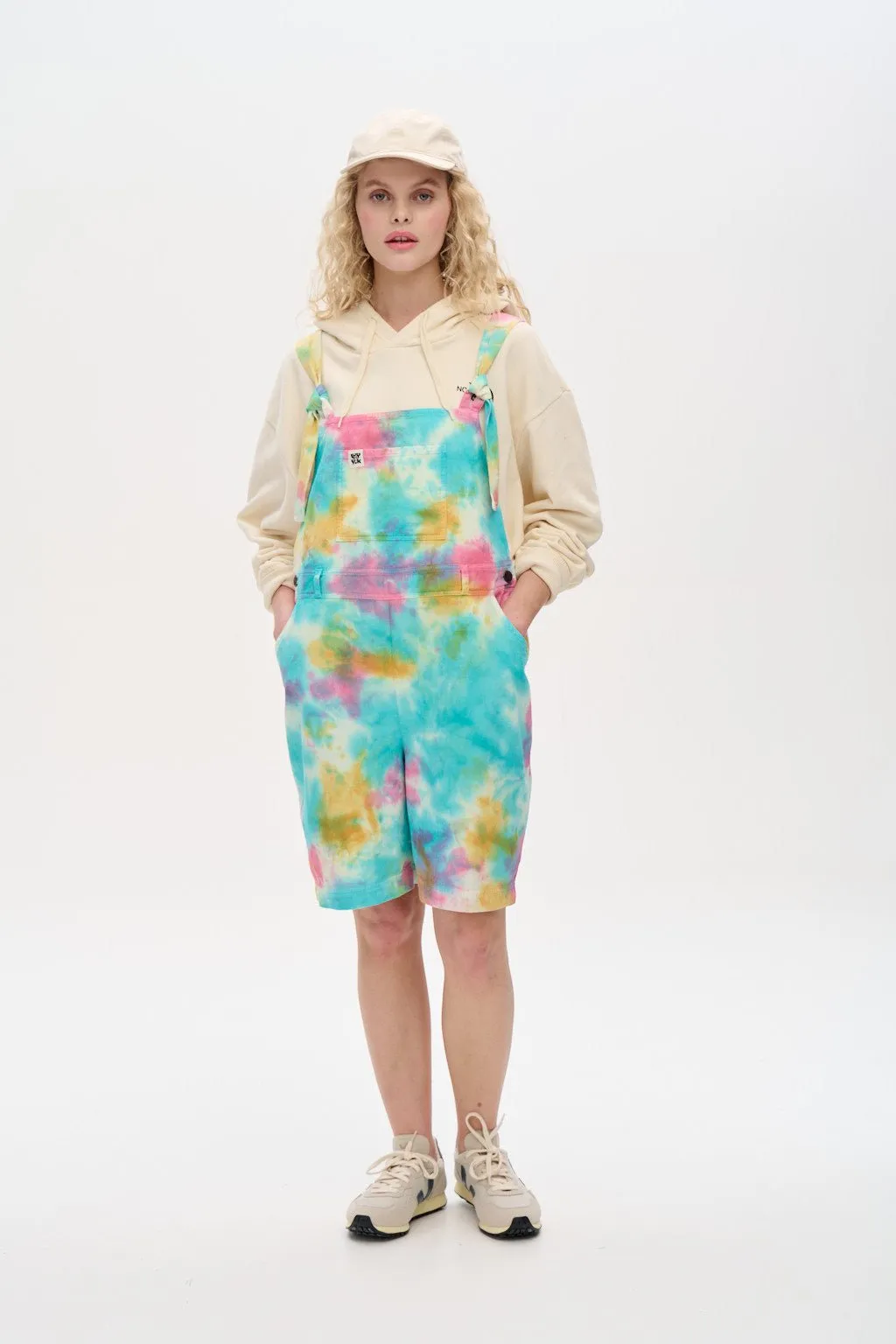 Timmy - Cotton Dungaree Shorts in BlueTie dye sold by Lucy & Yak