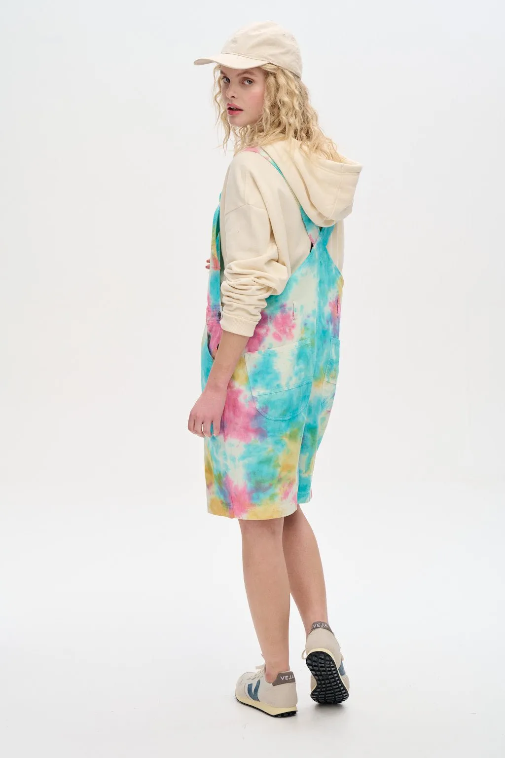 Timmy - Cotton Dungaree Shorts in BlueTie dye sold by Lucy & Yak product image thumbnail 4