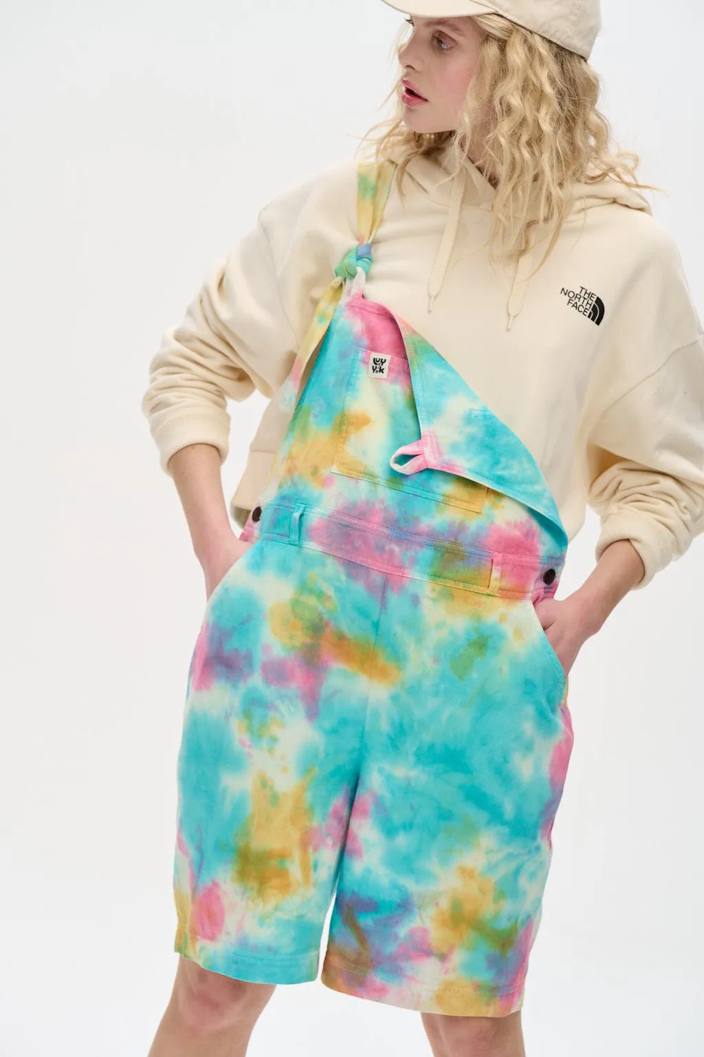 Timmy - Cotton Dungaree Shorts in BlueTie dye sold by Lucy & Yak product image thumbnail 2