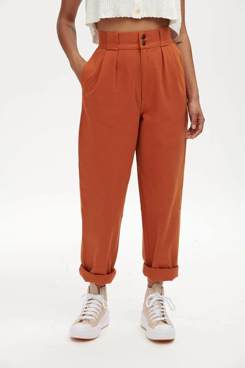 Addison - Cotton Jeans in Maple Orange (Old Fit) sold by Lucy & Yak